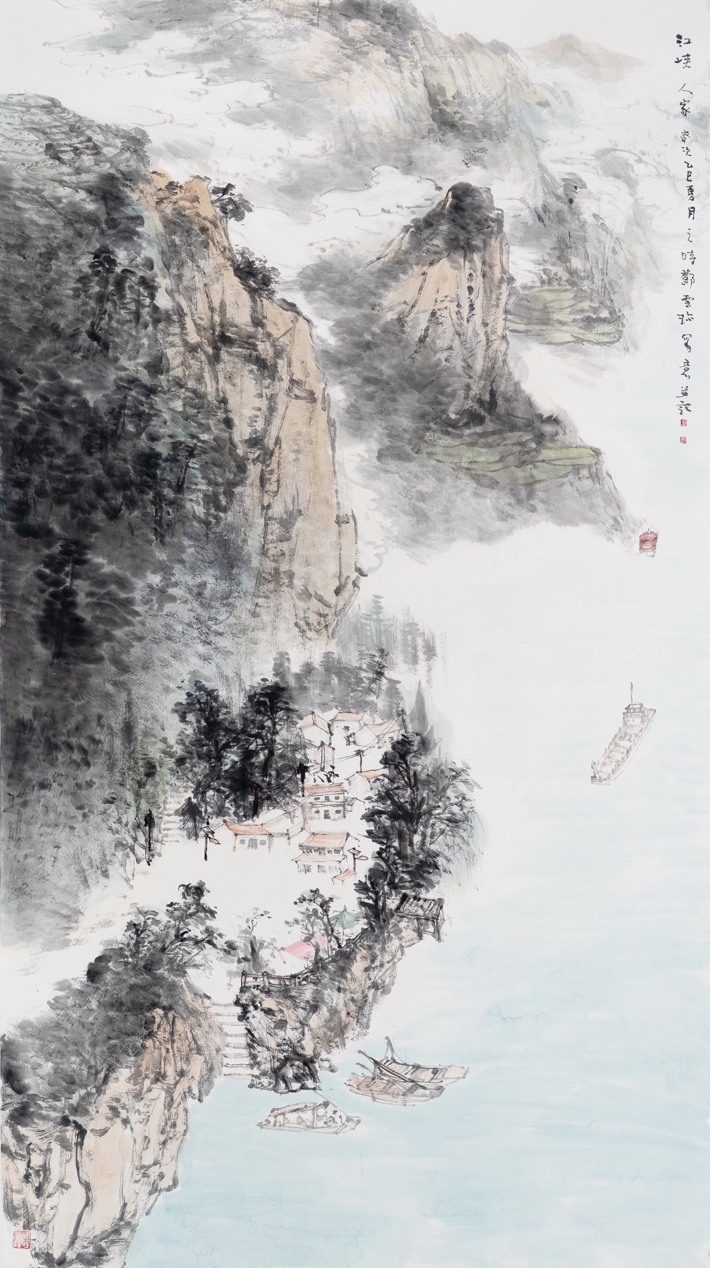 邓云珍《江峡人家》180cmx96cm 