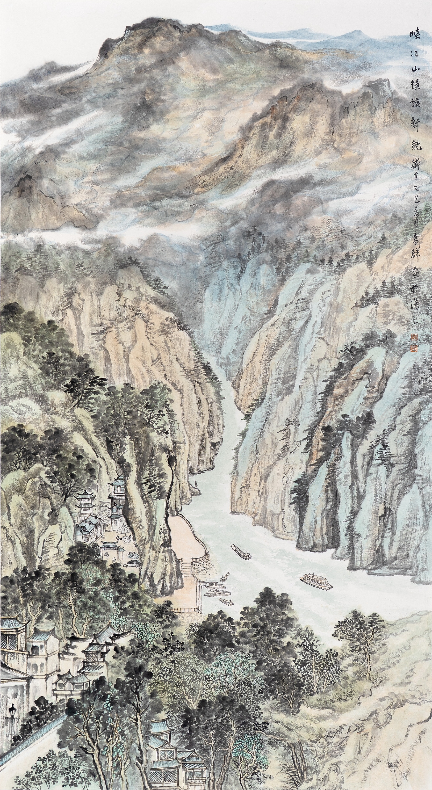 高群《峡江山镇焕新貌》180cmx96cm