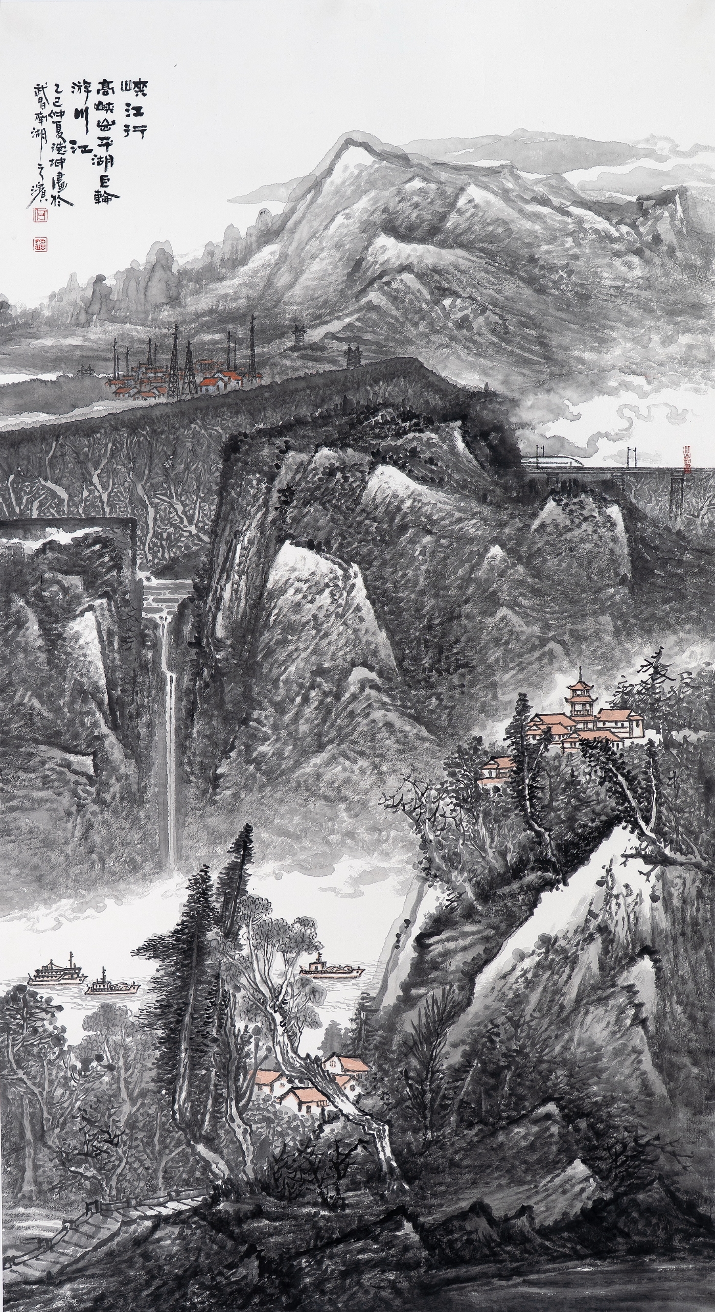 何德坤《峡江行》180cmx96cm