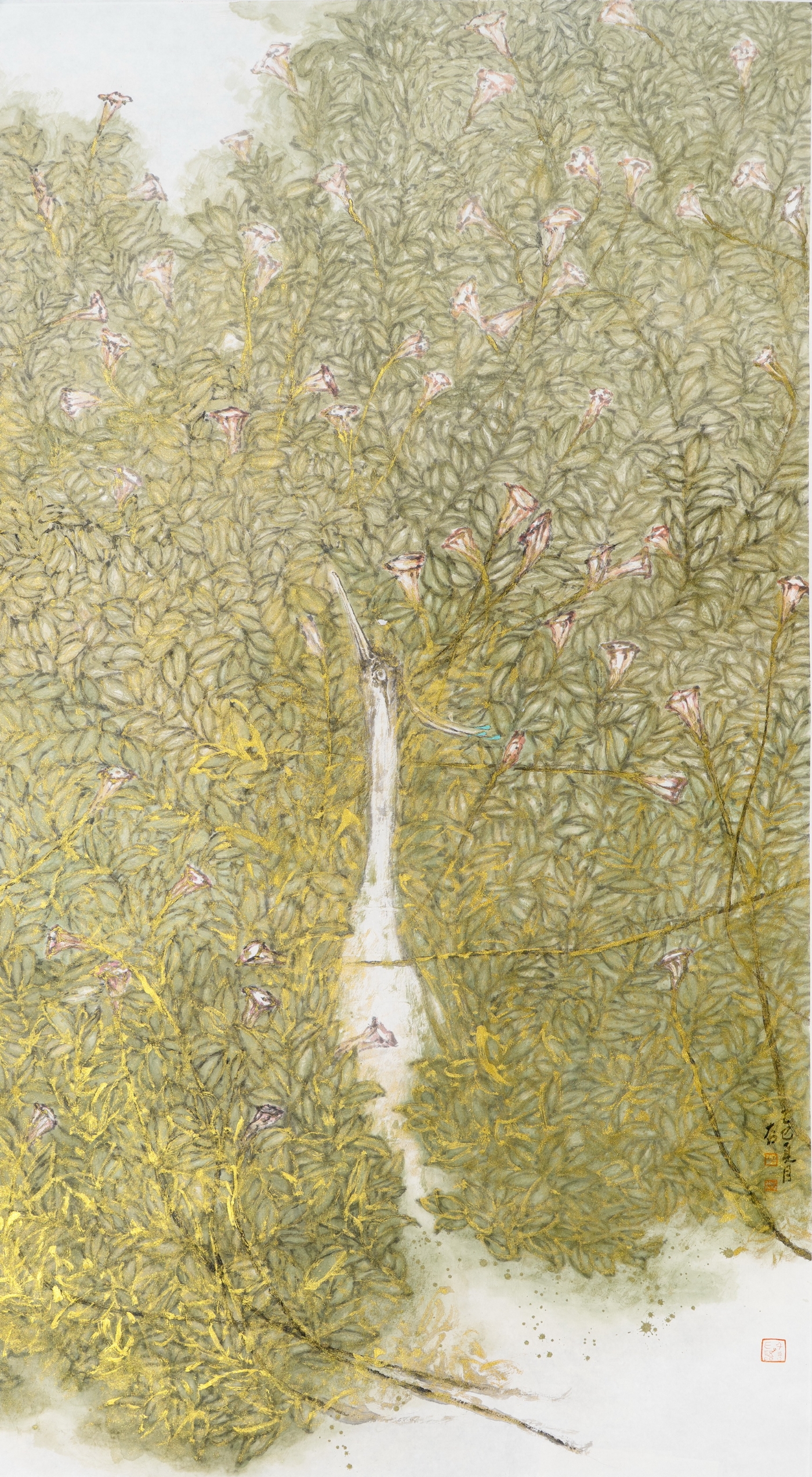 李胜利《江花伴羽·生态华章》180cmx96cm