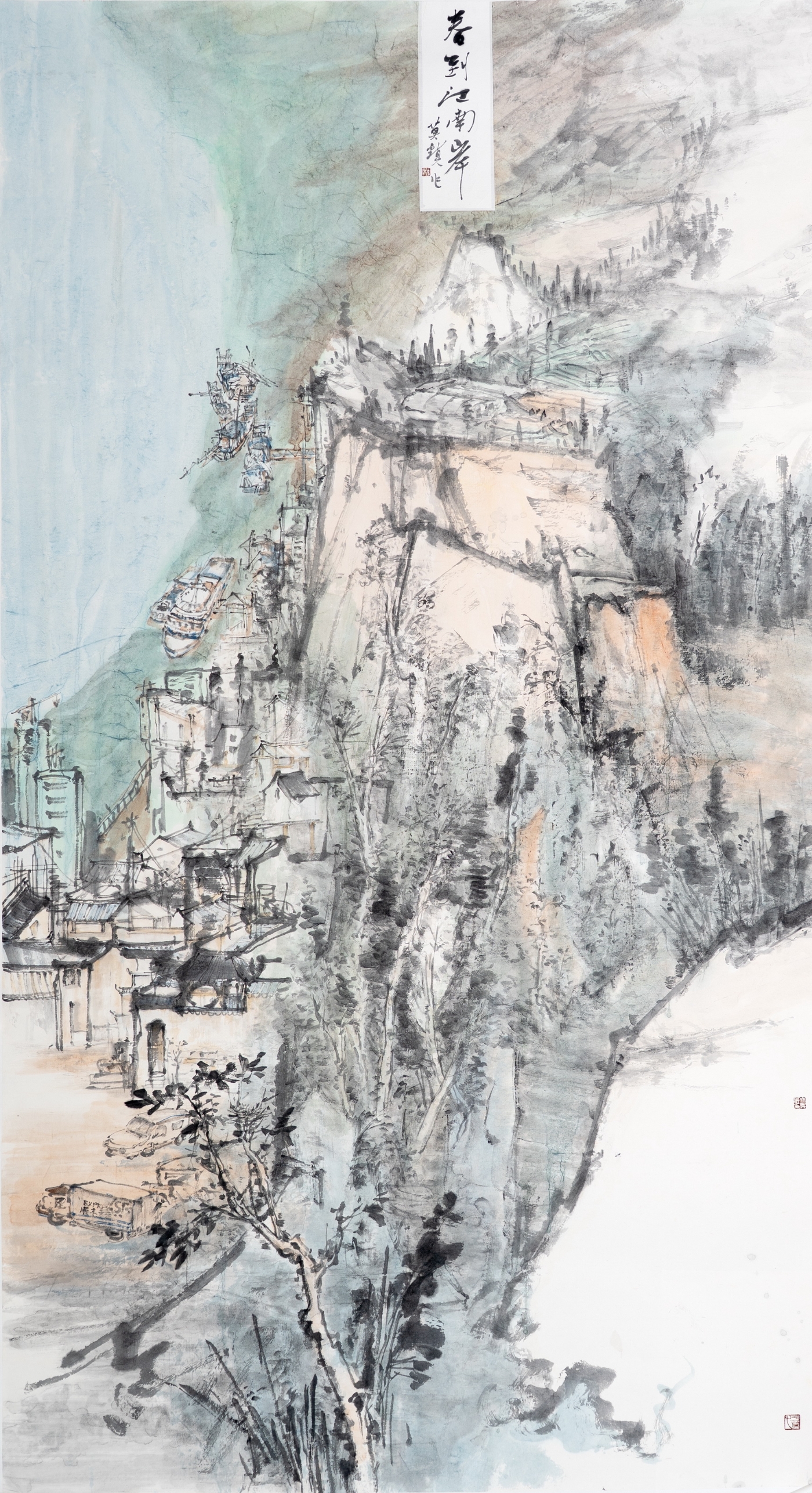 林莫镇《春到江南岸》180cmx96cm