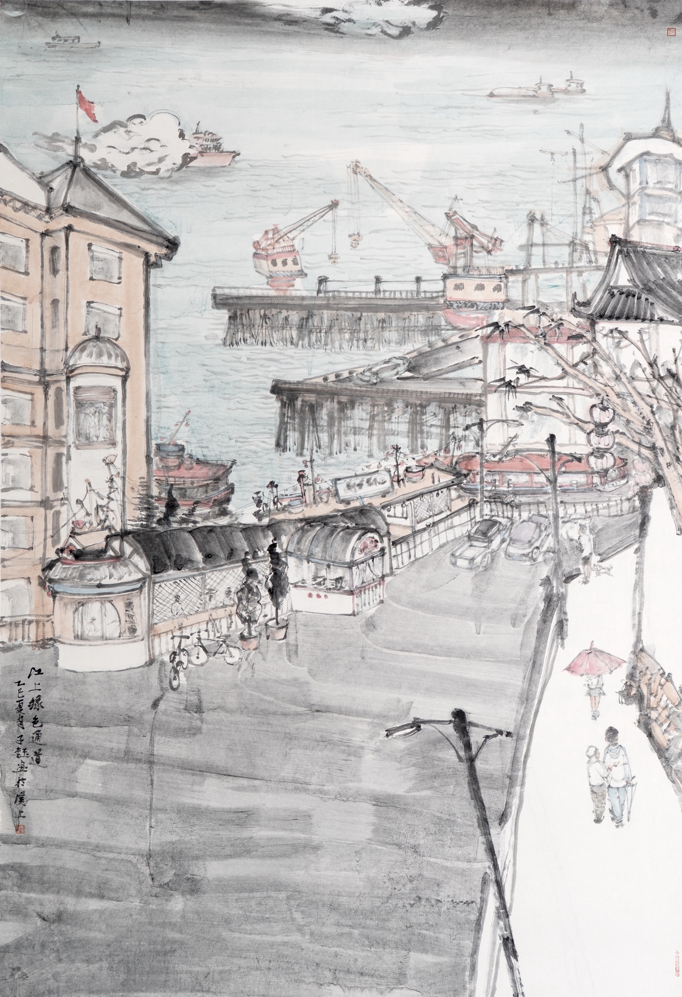 马子珏《江上绿色通道》150cmx98cm