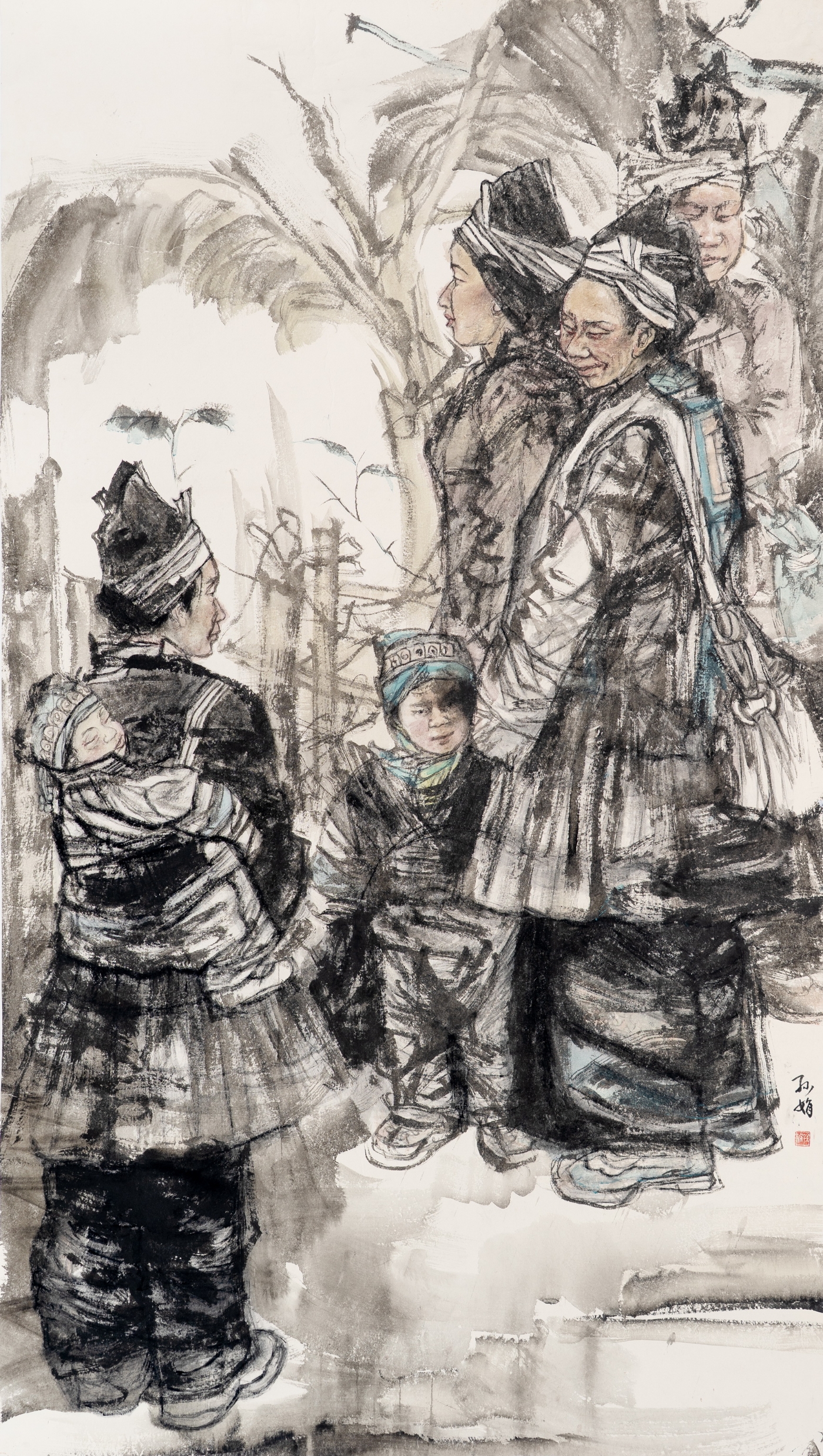 孙娟《苗寨春暖》180cmx96cm