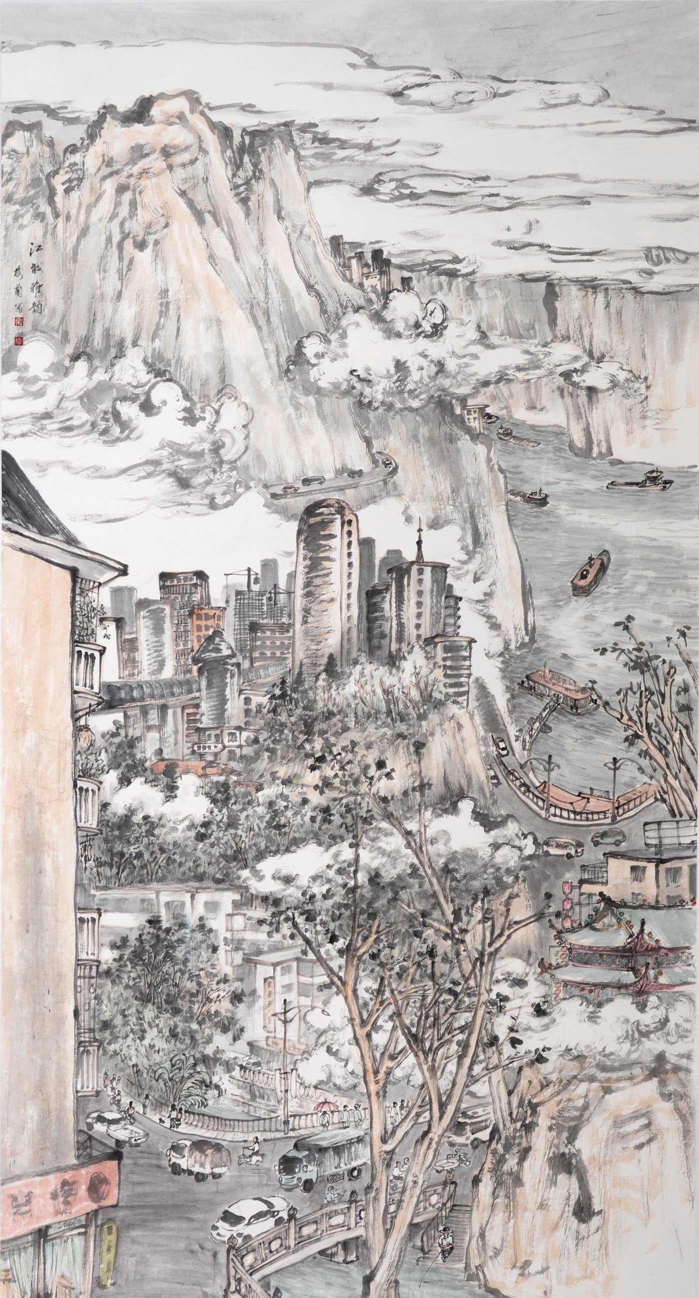 王梅兰《江城雅韵》180cmx96cm