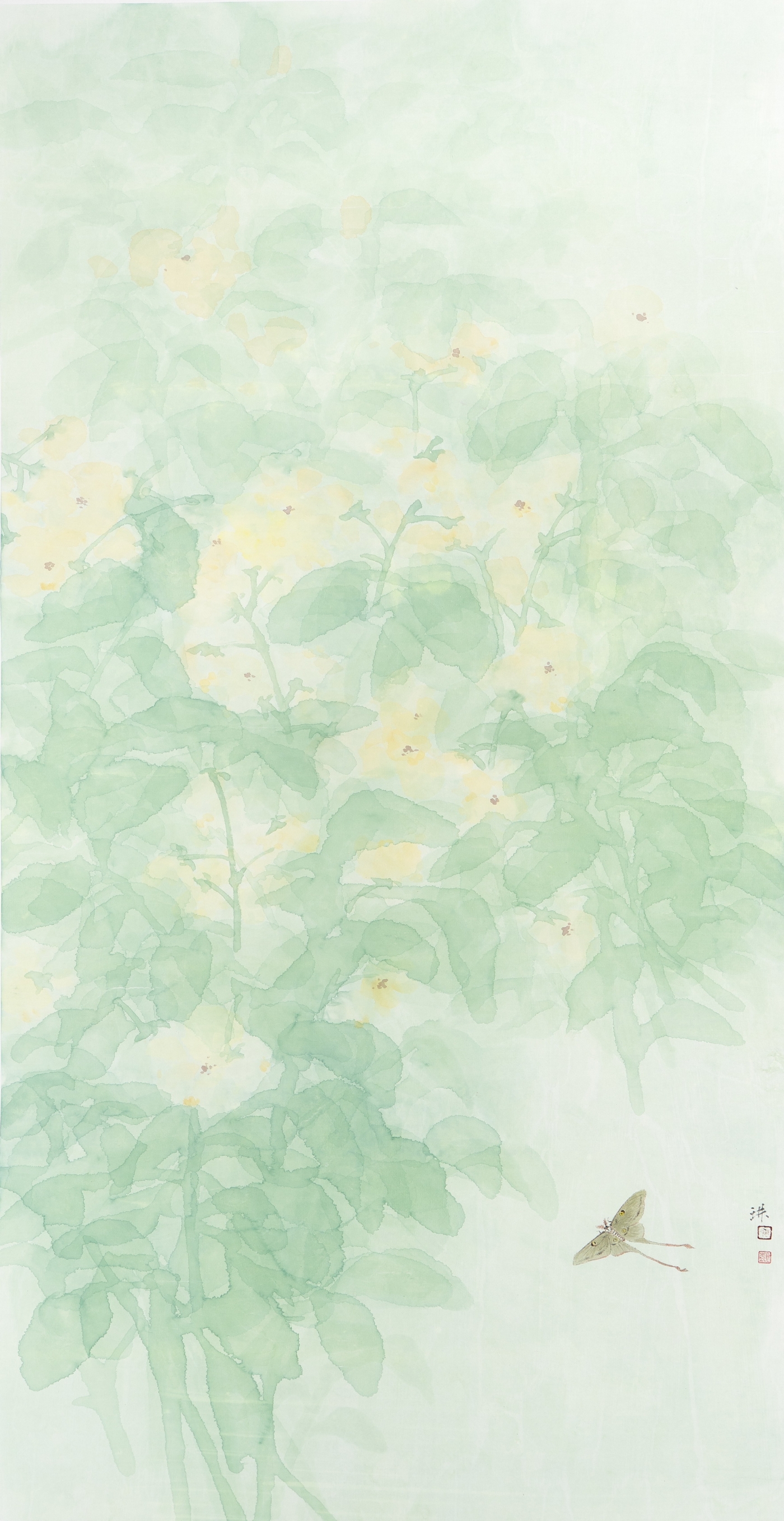 周琳琳 邓金辉 徐竞《七月江花灼野烟》180cmx96cm