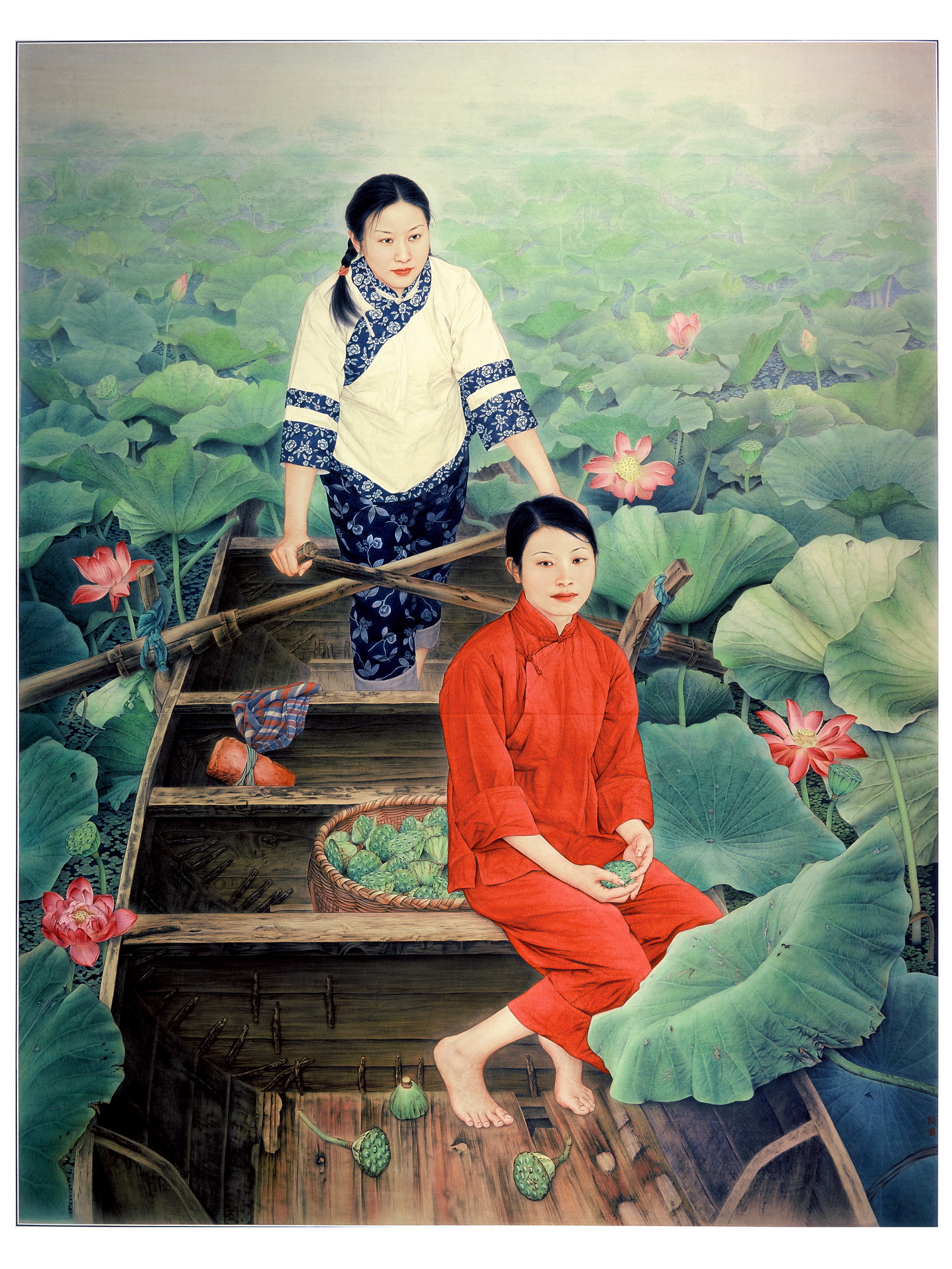 《红莲》工笔画 245cm×189cm 纸本 2009年 《红莲》工笔画 245cm×189cm 纸本 2009年