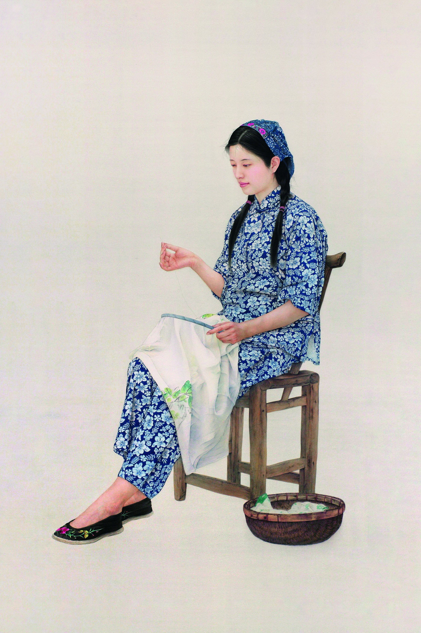 《蓝花花》工笔画 187cm×103cm, 纸本, 2010年创作。 《蓝花花》工笔画 187cm×103cm, 纸本, 2010年创作。