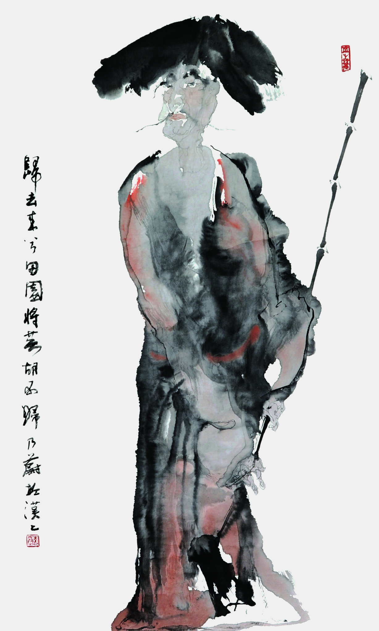 水墨画《归去来兮》纸本,136X68CM,1990年。 水墨画《归去来兮》纸本,136X68CM,1990年。