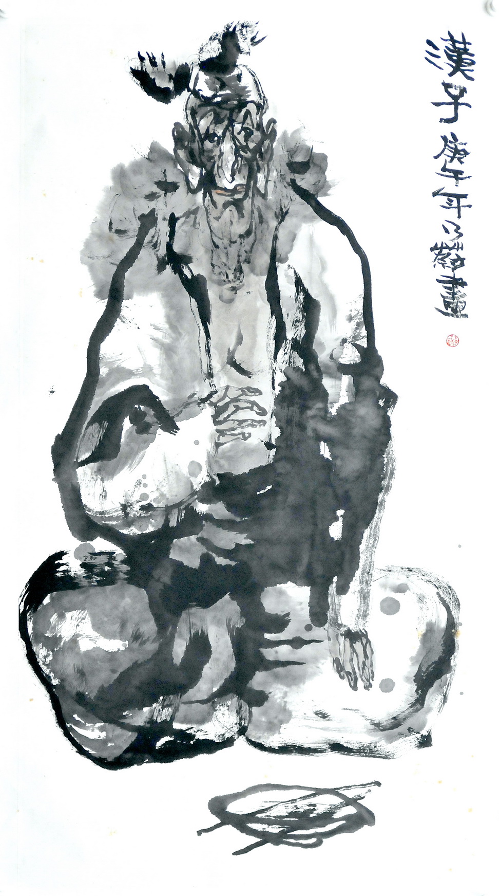 水墨画《汉子》纸本,80X50CM,1990年。 水墨画《汉子》纸本,80X50CM,1990年。