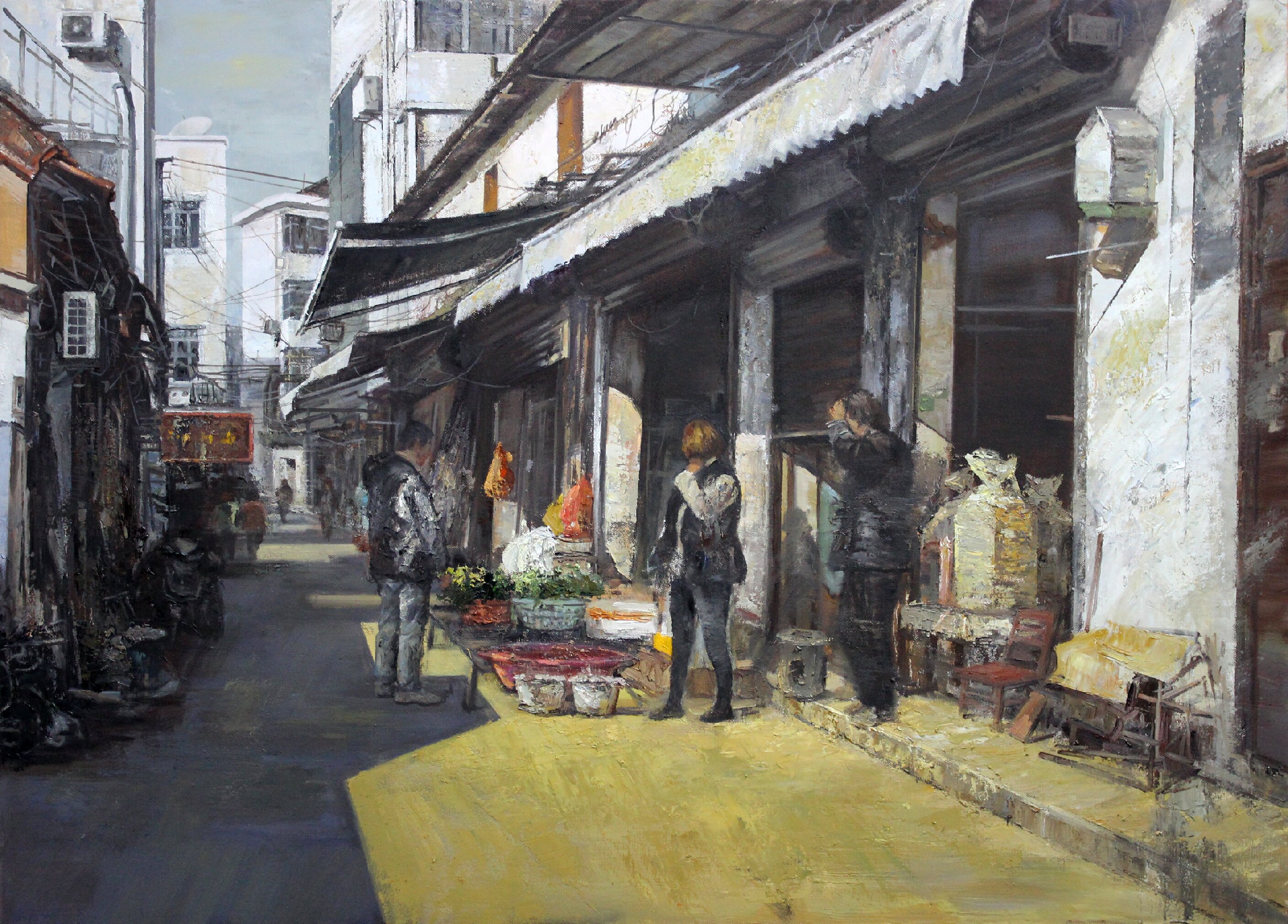 011张克慧+《老街集市》油画110X80 011张克慧+《老街集市》油画110X80