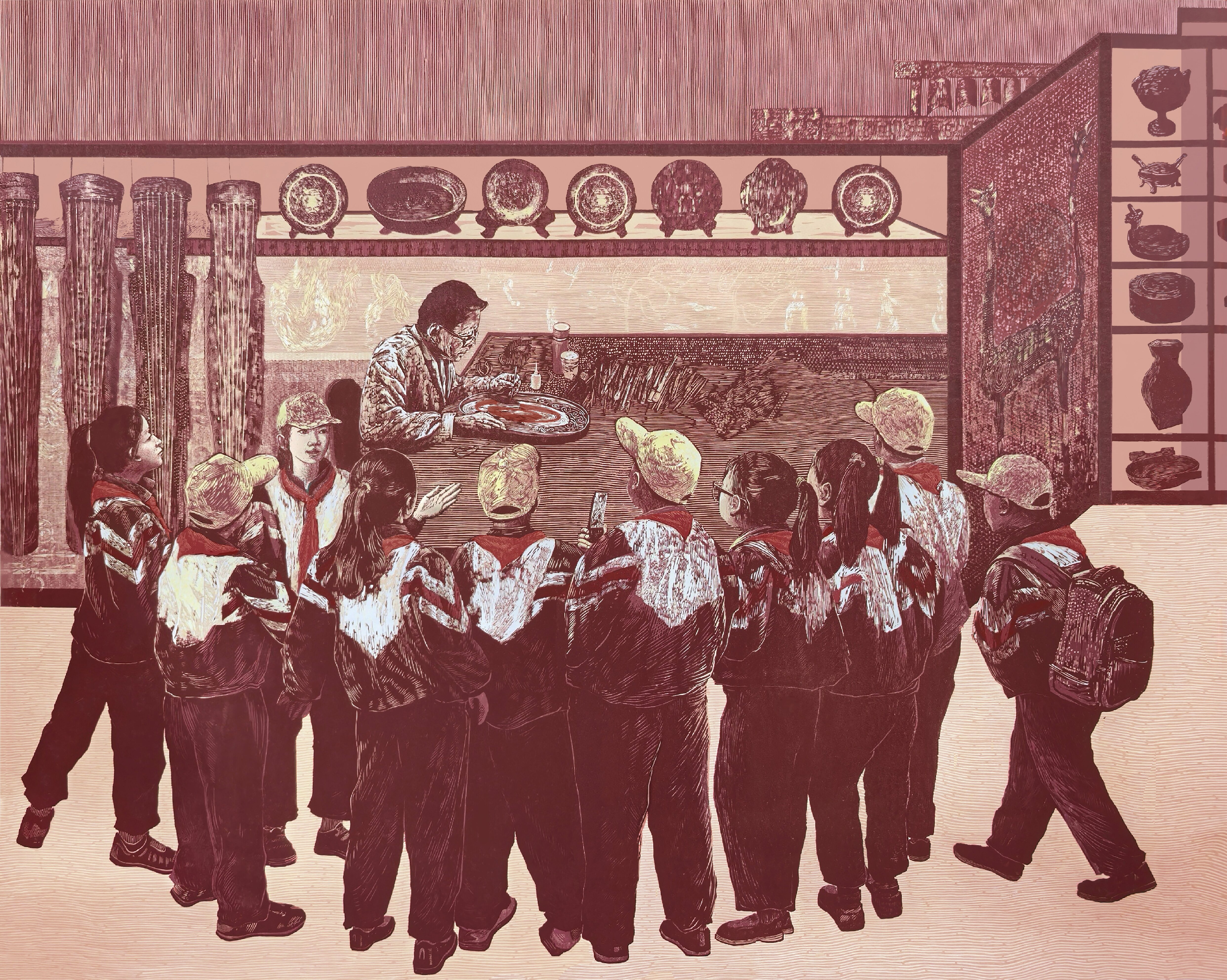 018蔡宛彤,《楚韵漆光》,版画,110x88cm,2024年 018蔡宛彤,《楚韵漆光》,版画,110x88cm,2024年