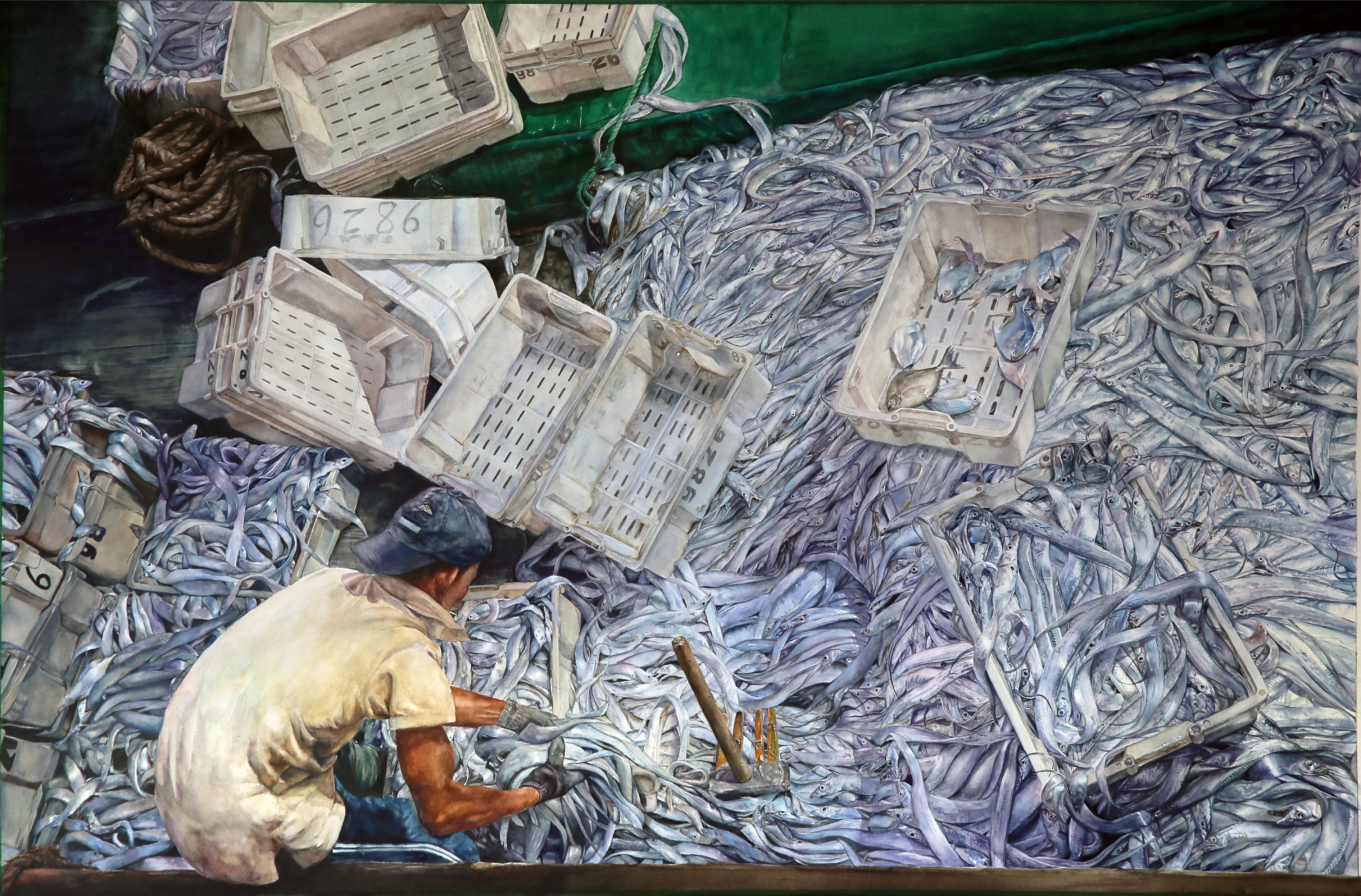 181金凡超 +作品《银潮无岸》+水彩颜料水彩纸+高:69.5cm、宽104.7cm+2025年 181金凡超 +作品《银潮无岸》+水彩颜料水彩纸+高:69.5cm、宽104.7cm+2025年