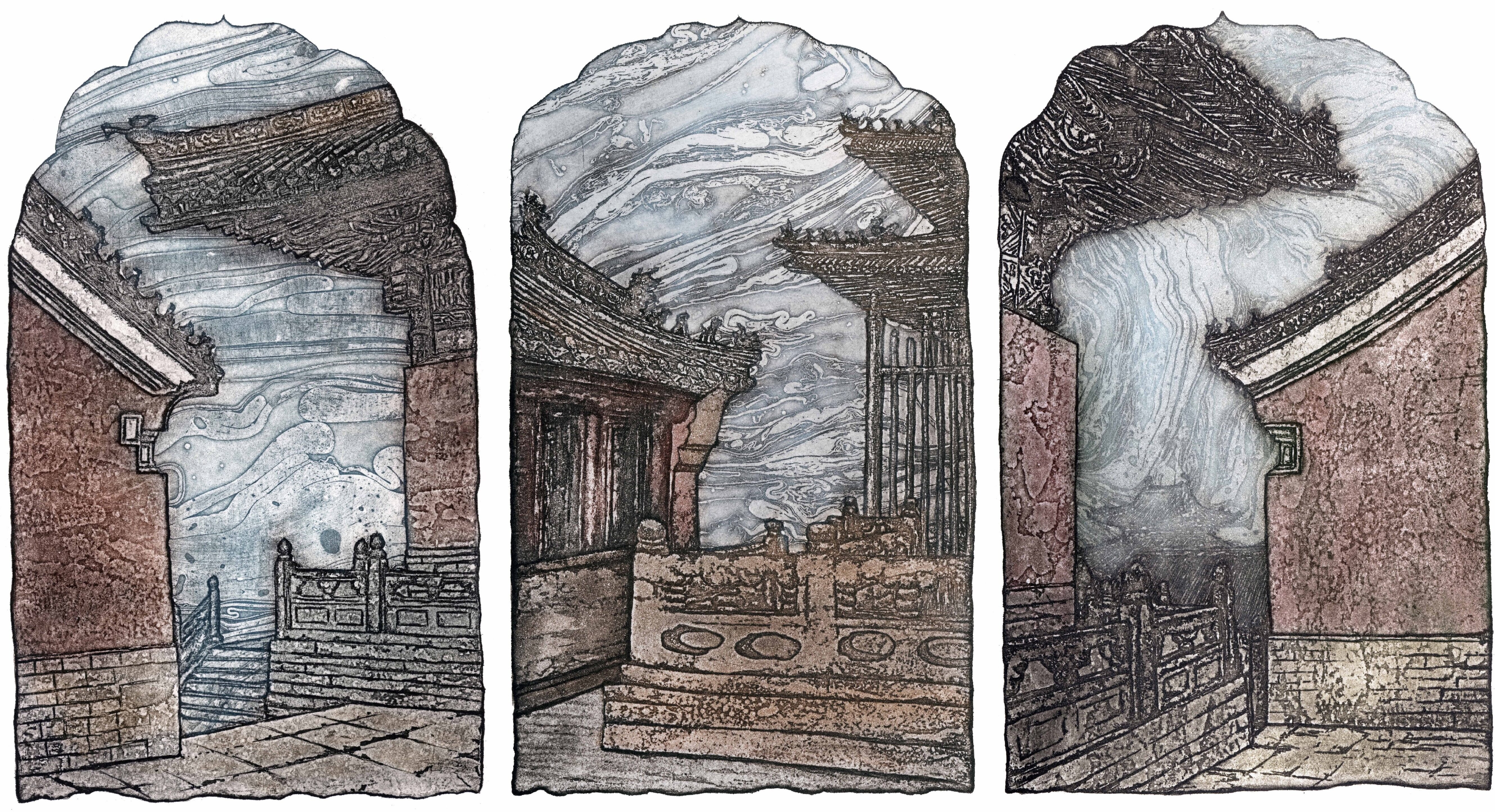 197李芙渌 太和宫浮岚 丝网版画40X60 197李芙渌 太和宫浮岚 丝网版画40X60