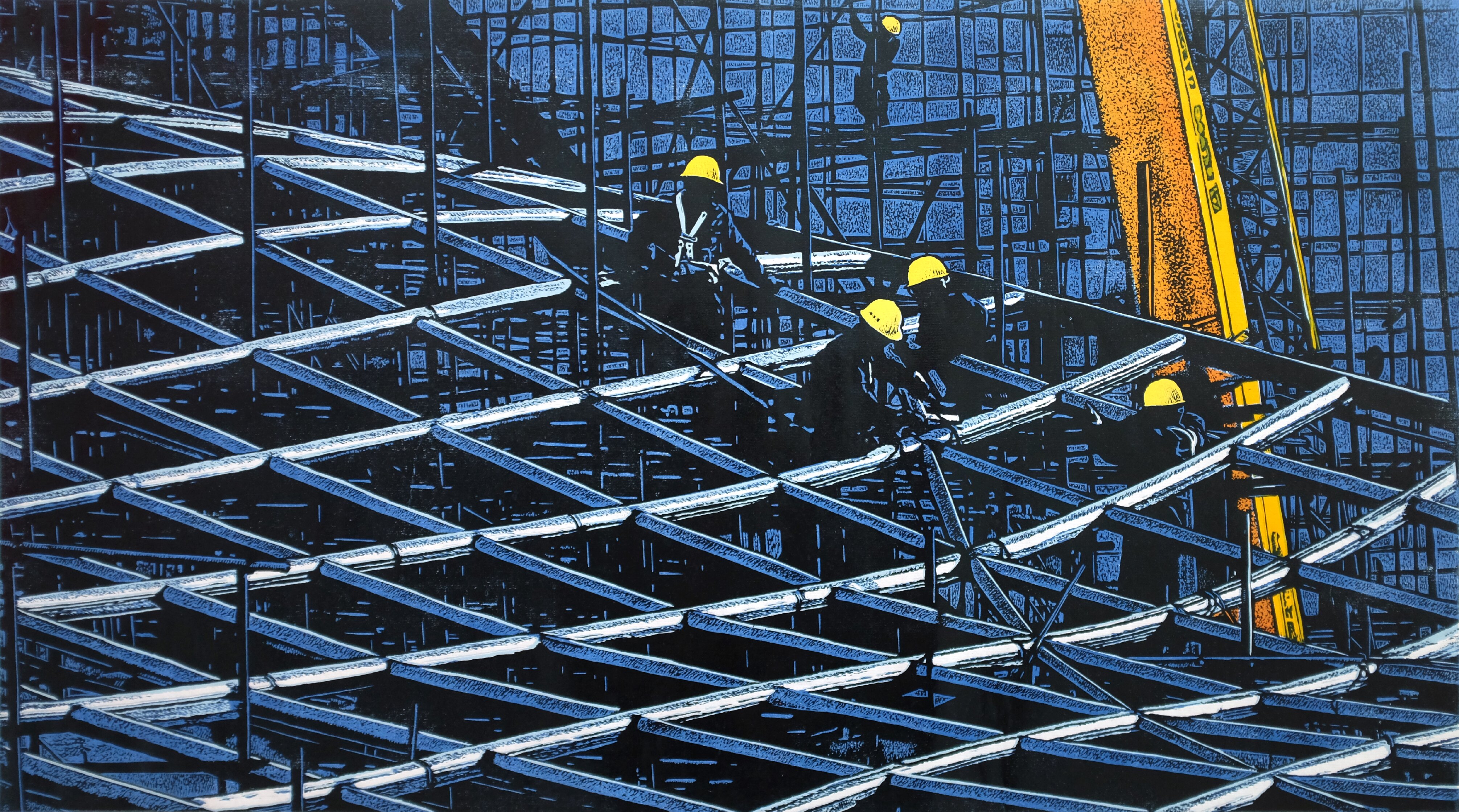 233梁军+点与线+套色木刻+90x50cm 233梁军+点与线+套色木刻+90x50cm