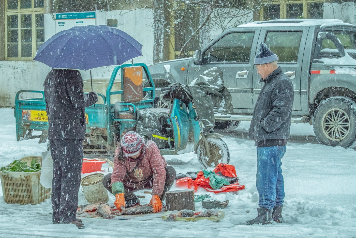 倪仕佳《寒雪鱼摊》 倪仕佳《寒雪鱼摊》