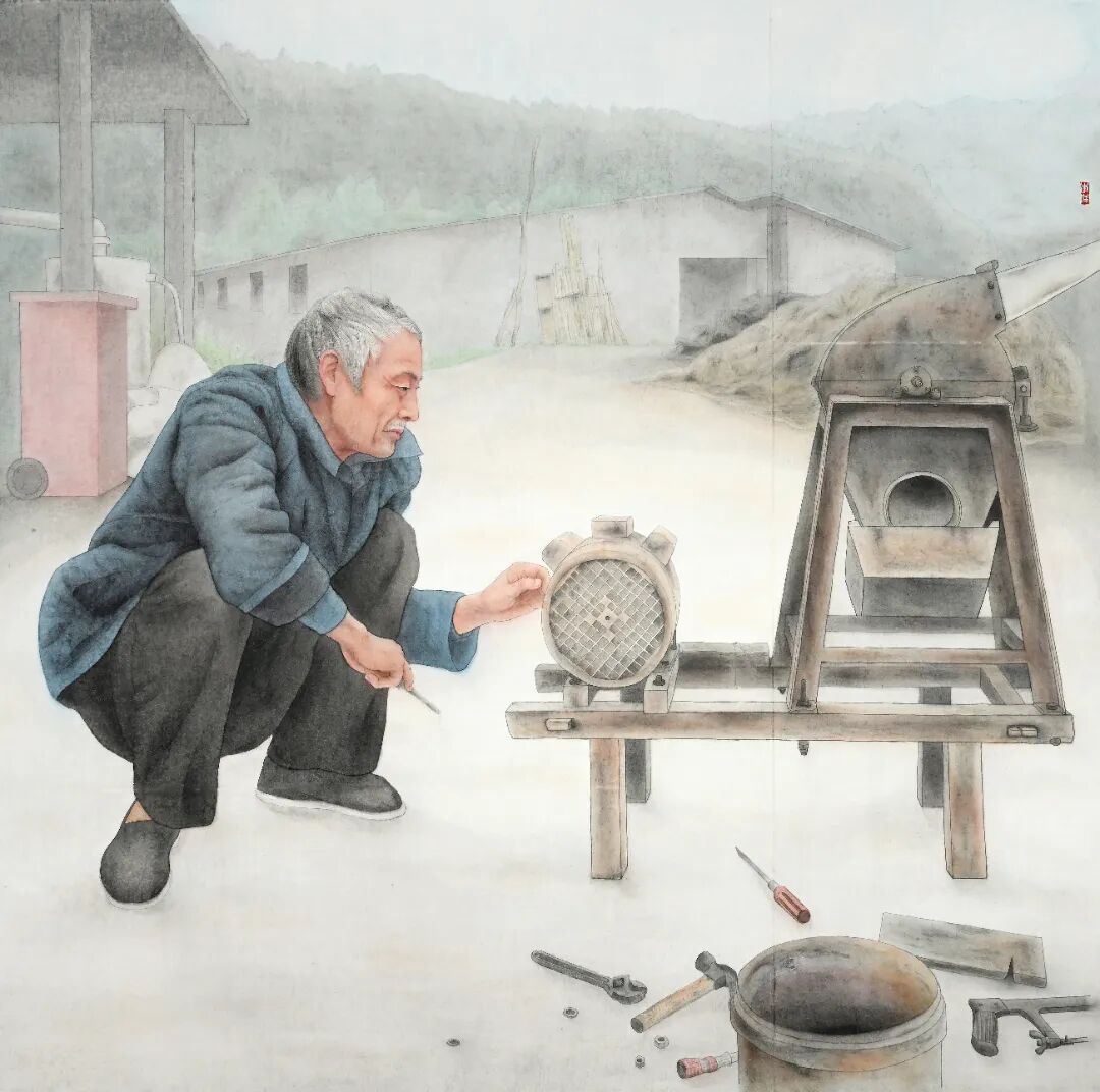 《乡村老师傅》 165cm×165cm 工笔纸本 2025年.jpg