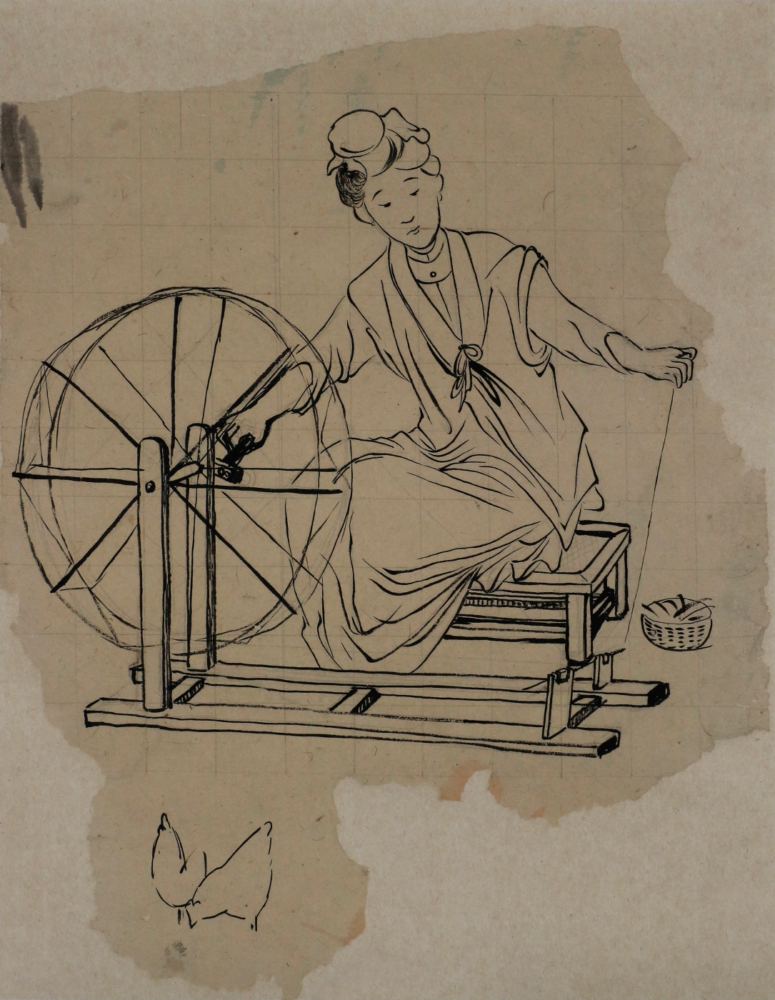 7、张友鸠 《浣纱图》 中国画 片 32×33.5cm 1940年 湖北美术学院美术馆 7、张友鸠 《浣纱图》 中国画 片 32×33.5cm 1940年 湖北美术学院美术馆